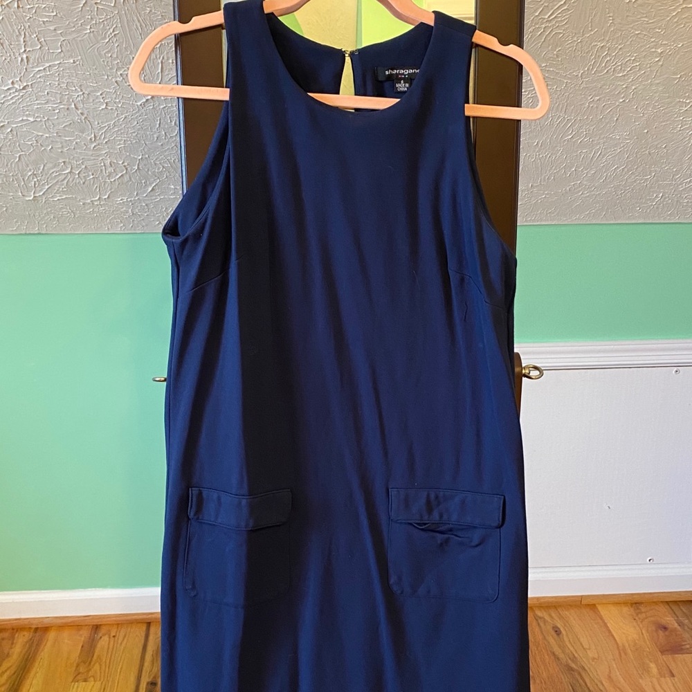 Sharagano Blue Sleeveless Dress w Pockets Size 6